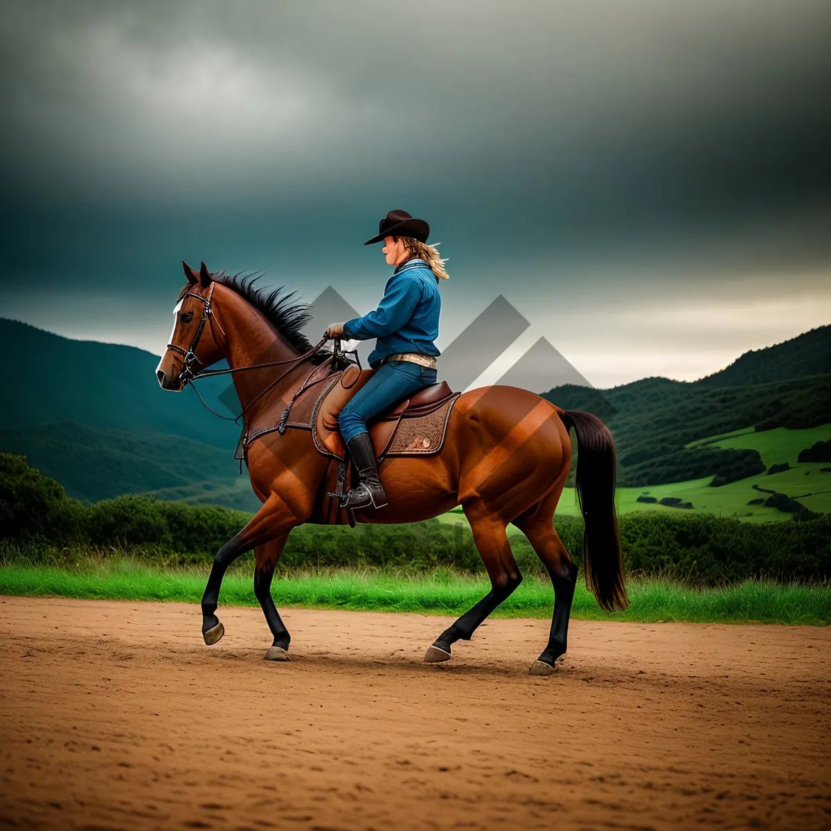 Picture of Summer Horseback Riding in the Rural Ranch