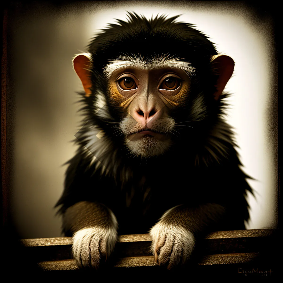 Picture of Adorable Wild Primate with Black Fur: Cute Monkey Portrait