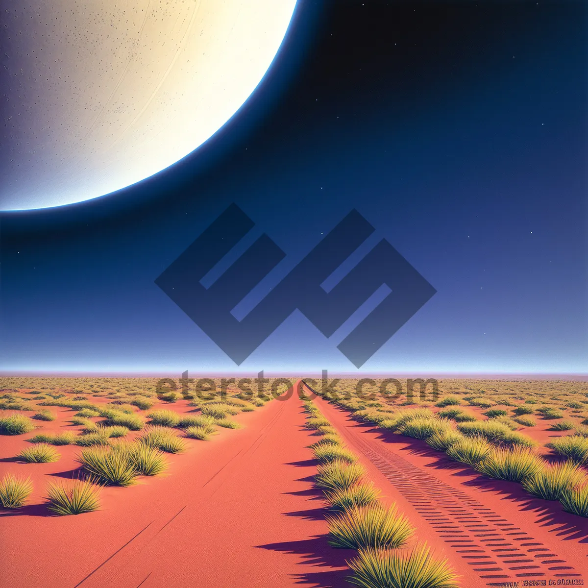 Picture of Majestic Desert Landscape Bathed in Moonlight