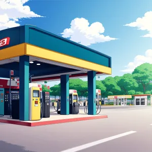 Mechanical Gas Pump at Home Station Under Blue Sky