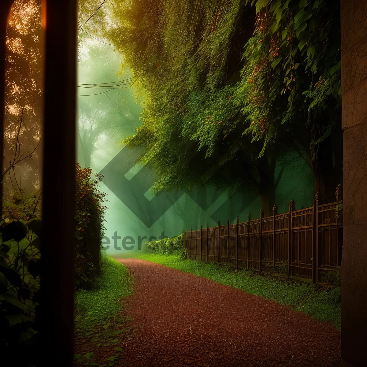 Picture of Serene Autumn Pathway through Enchanting Forest