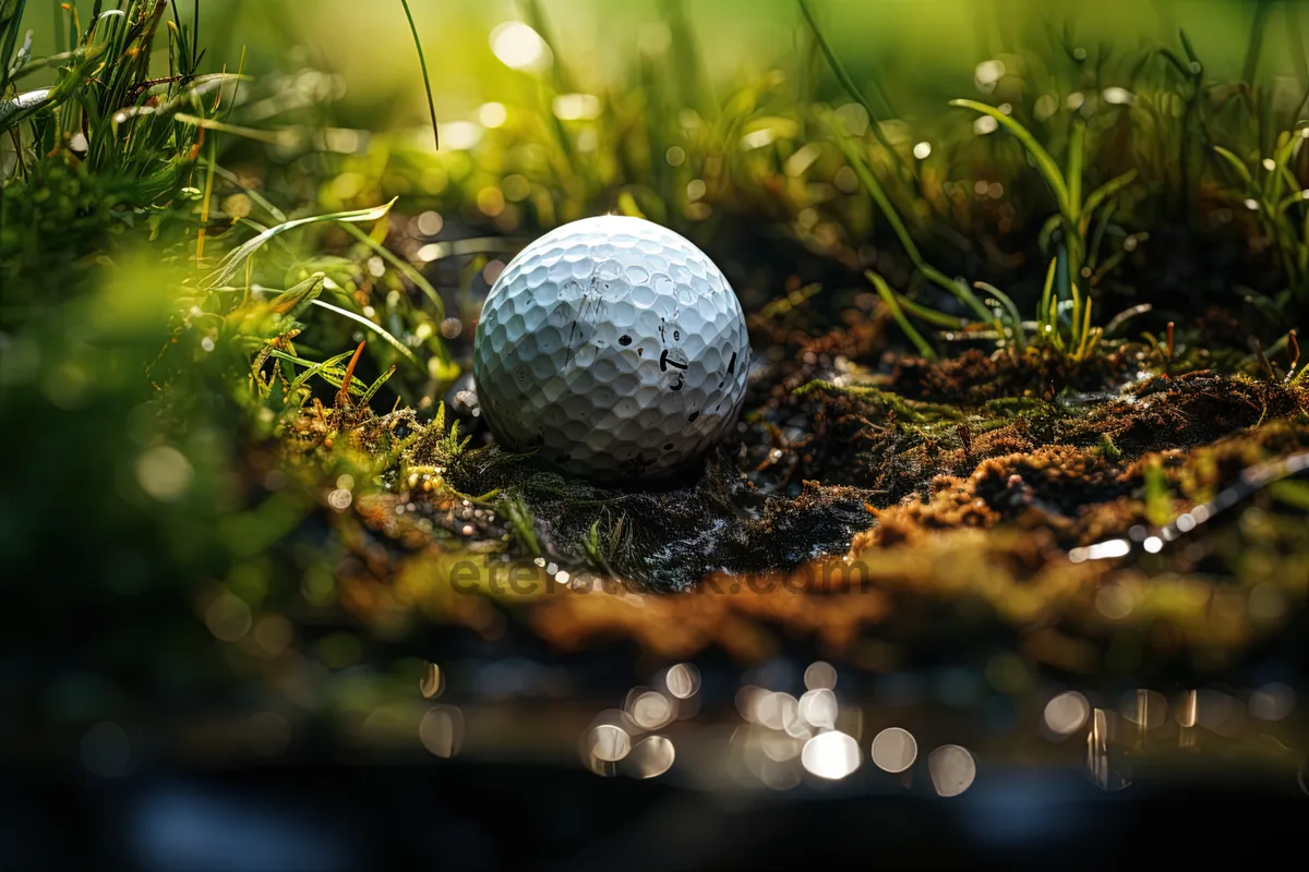 Picture of Golfer teeing off on a lush fairway