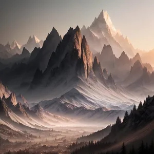 Snow-capped Alpine Peaks - Majestic Winter Landscape
