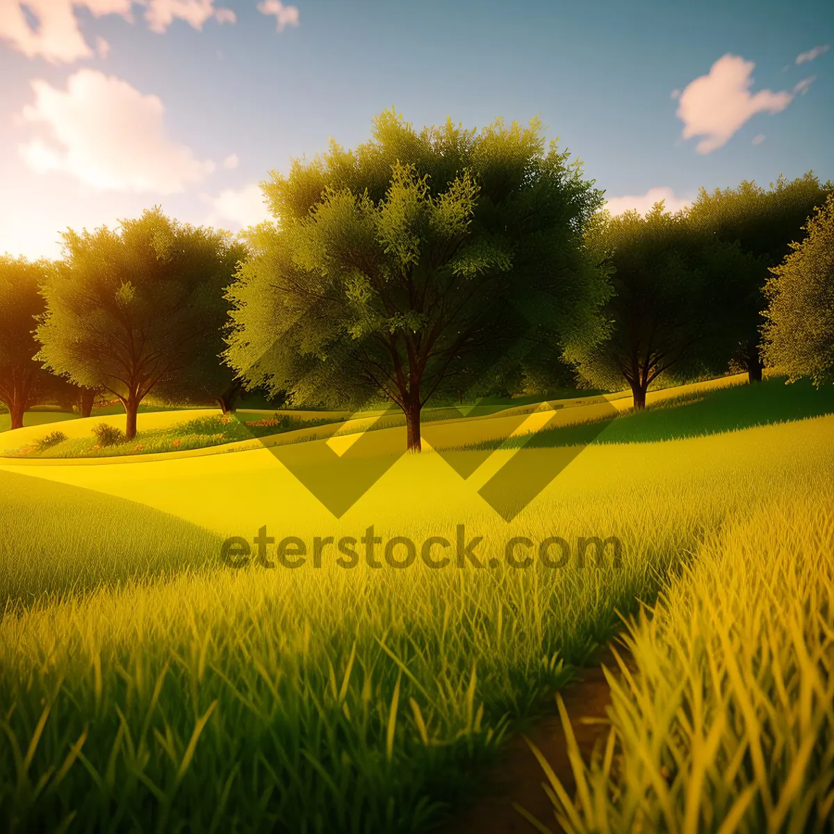 Picture of Golden Rapeseed Fields in the Rural Landscape
