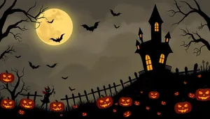 Spooky Halloween Night Sky Silhouette Art