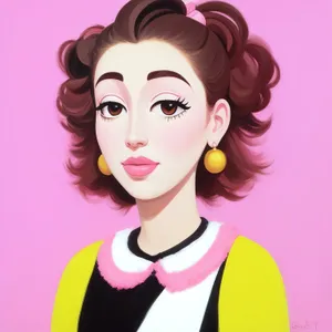 Stylish Cartoon Housewife with Fashionable Hair