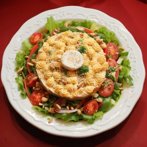 Gourmet grilled chicken dish with fresh vegetables and cheese