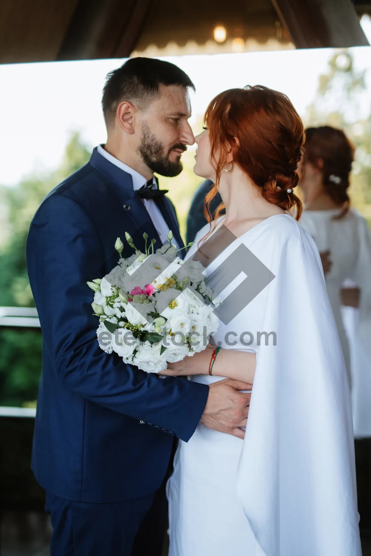 Picture of Happy married couple smiling on wedding day