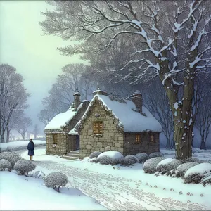 Winter Wonderland: Beautiful Snow-Covered Farm Building