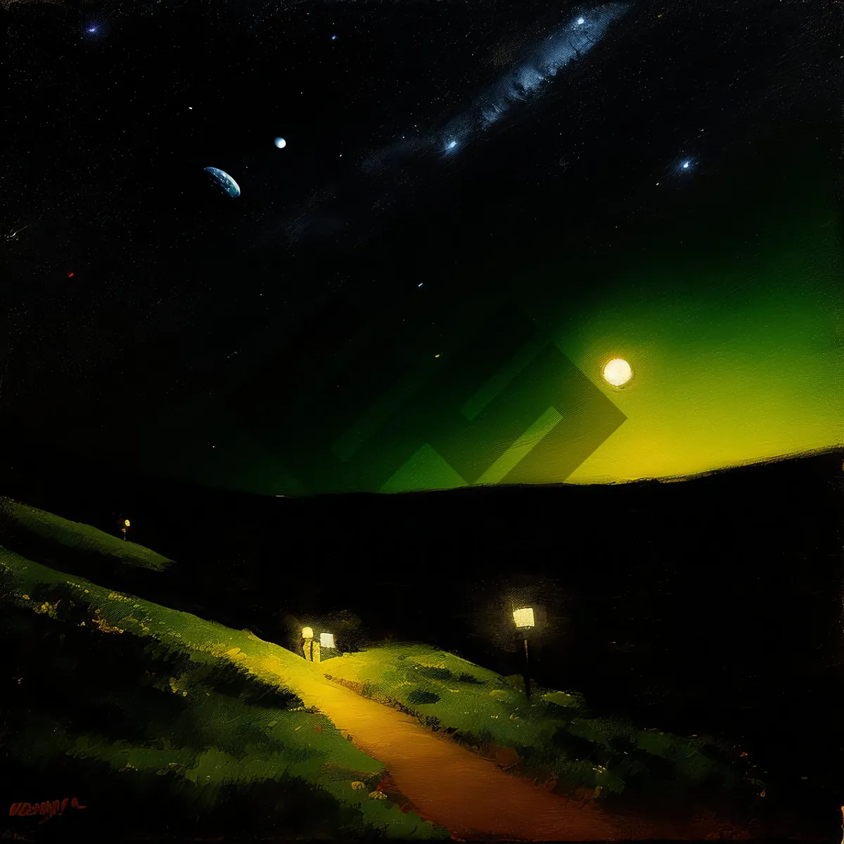 Picture of Moonlit black sky with bright stars
