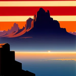 Nation's Flag in Silhouette: Geographical Atlas Outline