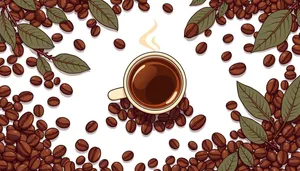 Floral Coffee Cup Retro Design Wallpaper