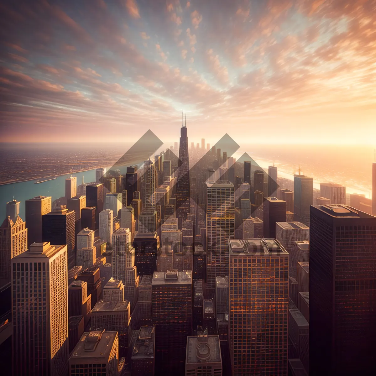 Picture of City Lights at Dusk: Modern Urban Skyline