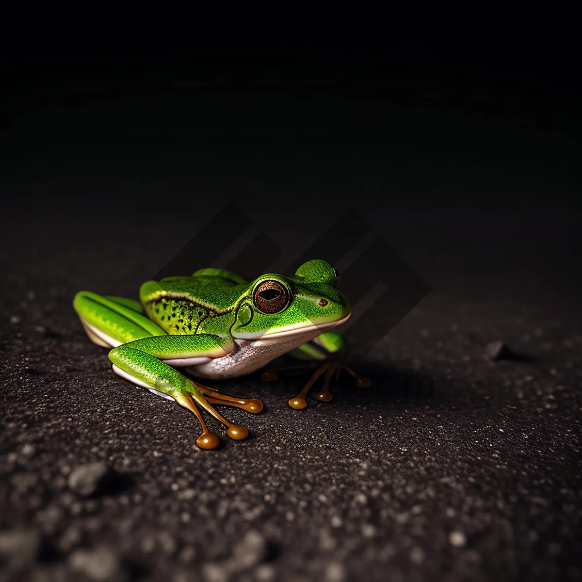 Picture of Vivid-eyed Tree Frog Peeping through Leaf