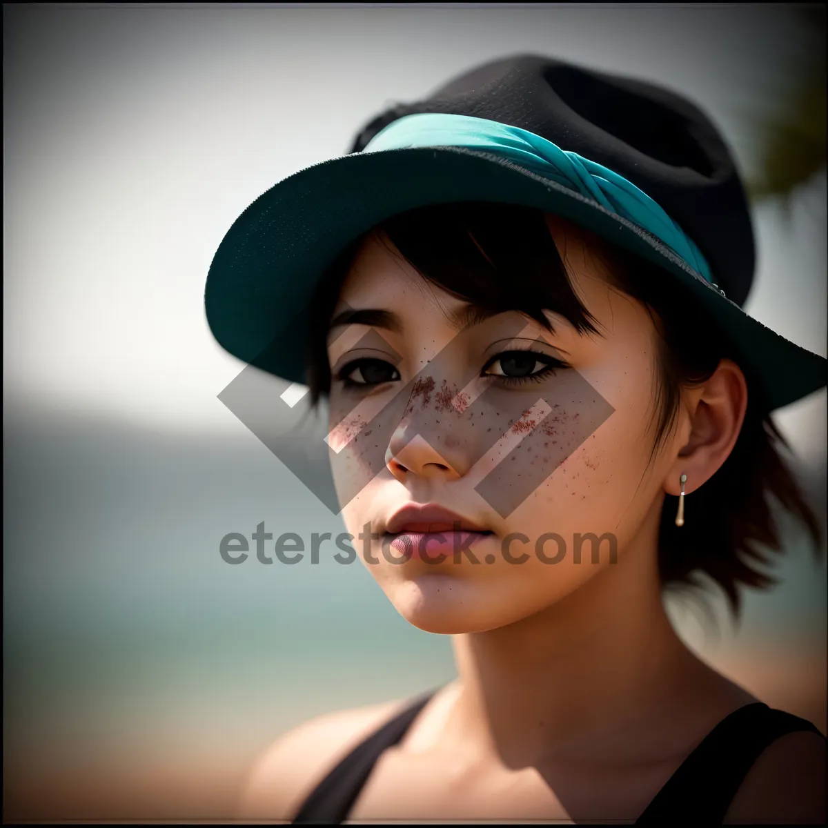 Picture of Pretty Lady with Attractive Goggles and Bathing Cap