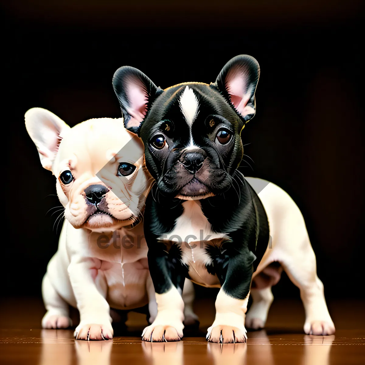 Picture of Cute Wrinkle-faced Bulldog Puppy Sitting in Studio