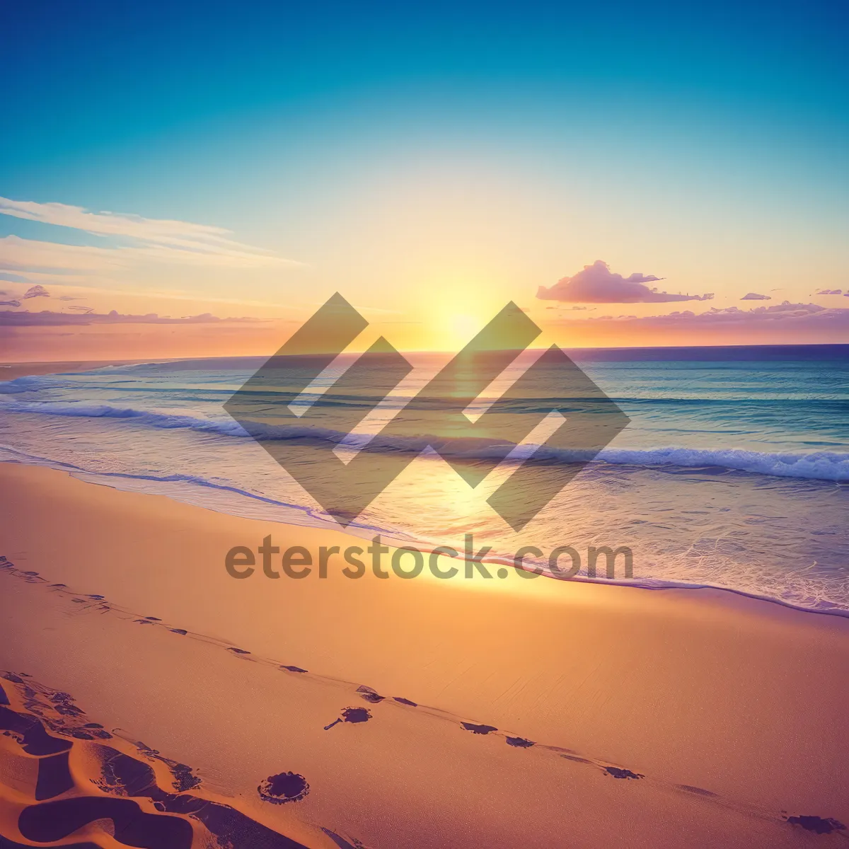 Picture of Serene Beach Sunset Over Tropical Water