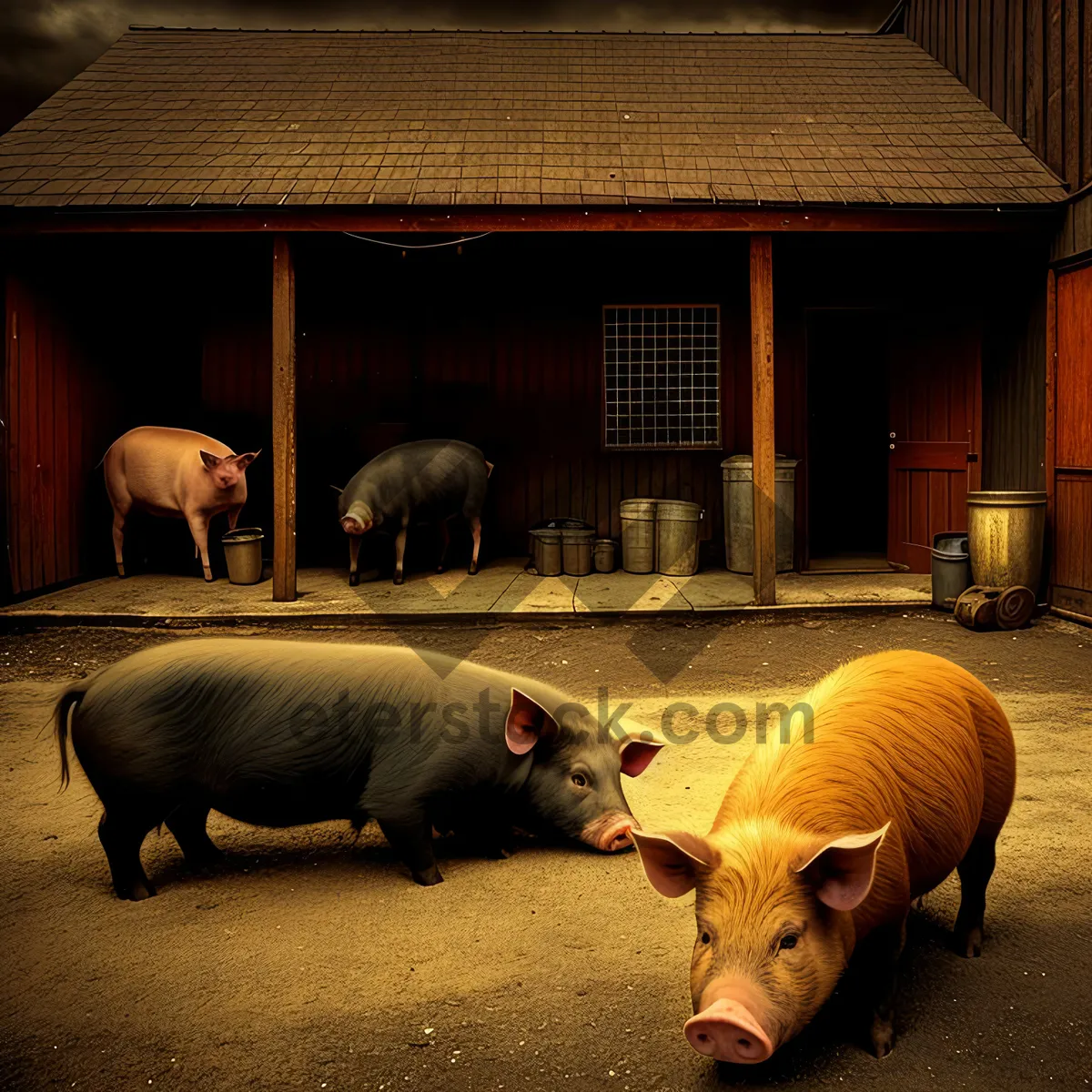 Picture of Cute Pink Piglet on a Farm