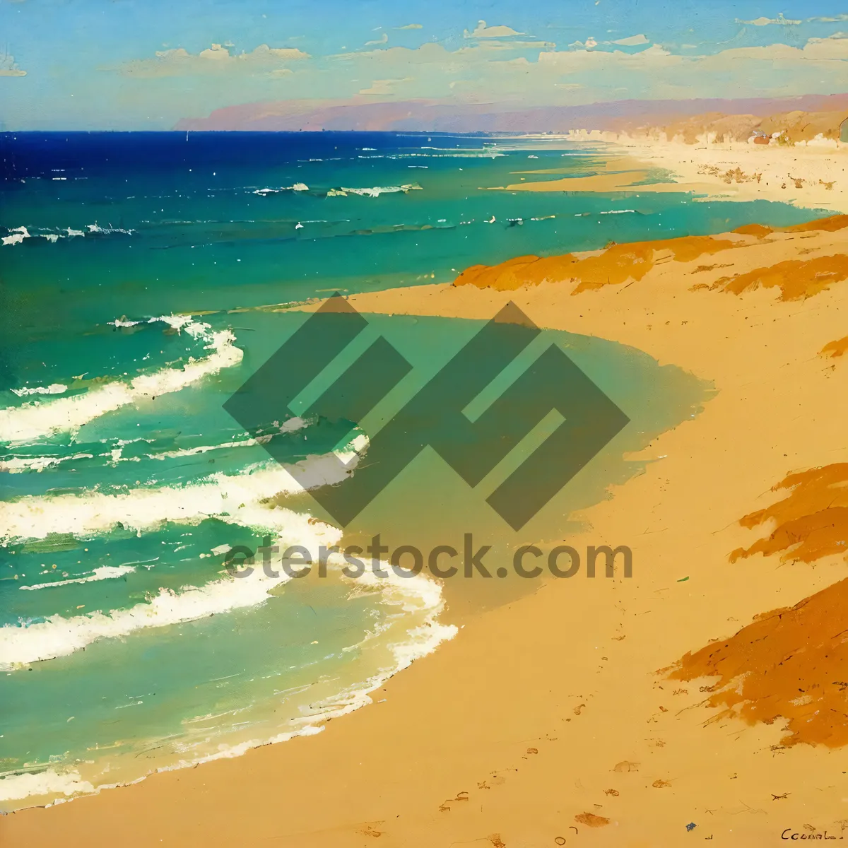 Picture of Sandy Paradise: Tranquil Waves on Tropical Coast