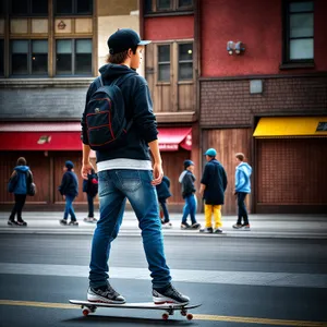Active Skateboarding Competition: Man on a wheeled board.