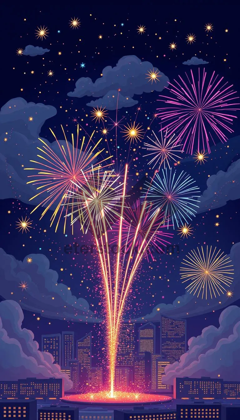 Picture of Night Sky Firework Celebration