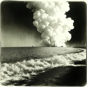 Sky's Reflection: Nuclear Weapon Over Ocean