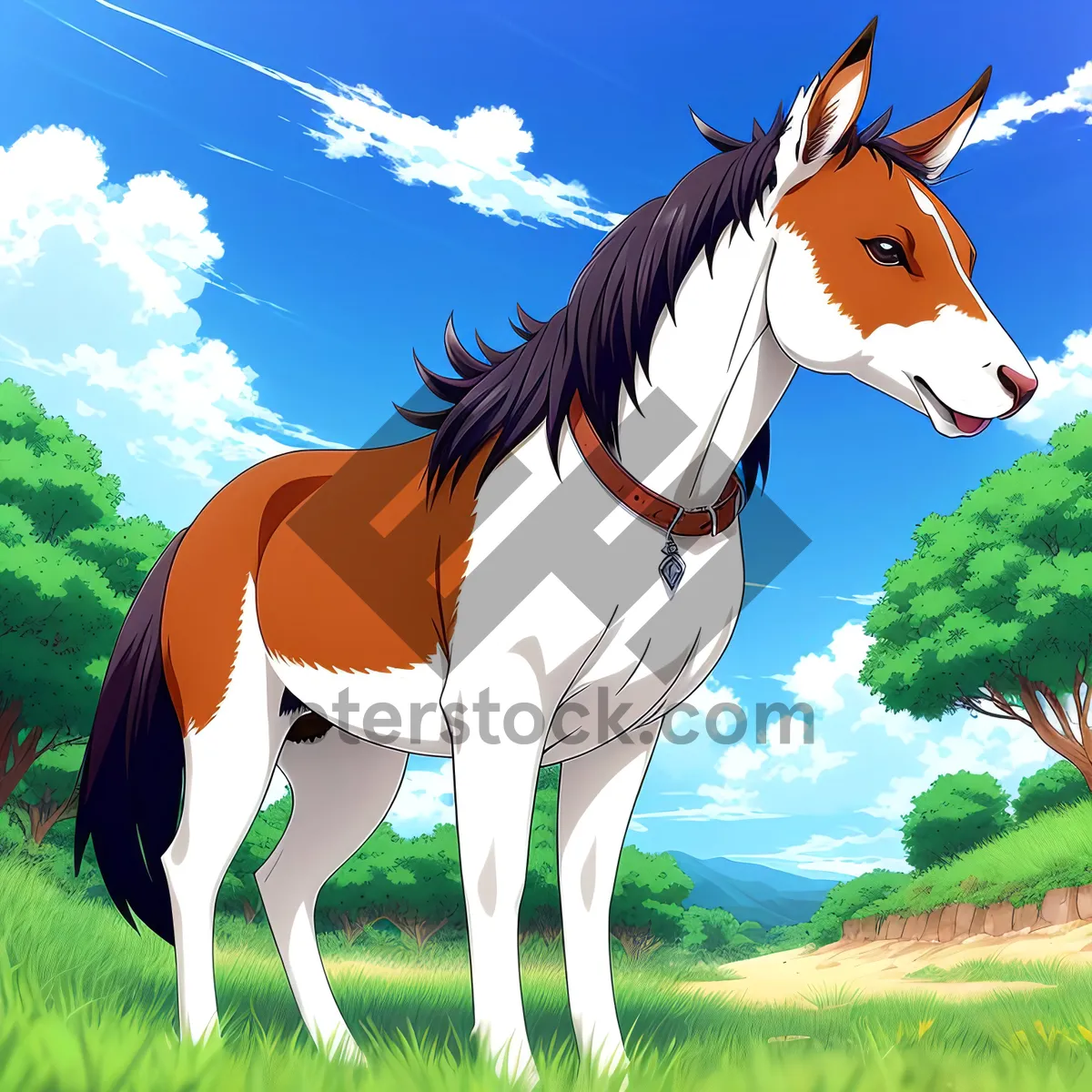 Picture of Running Stallion in Rural Horse Ranch