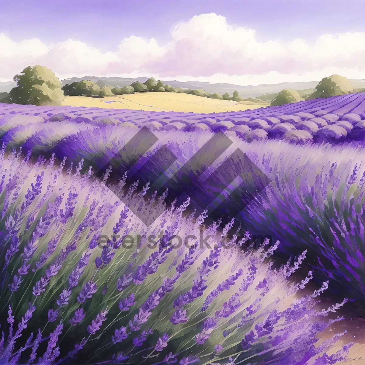 Picture of Futuristic Lavender Vascular Plant in Colorful Fractal Design