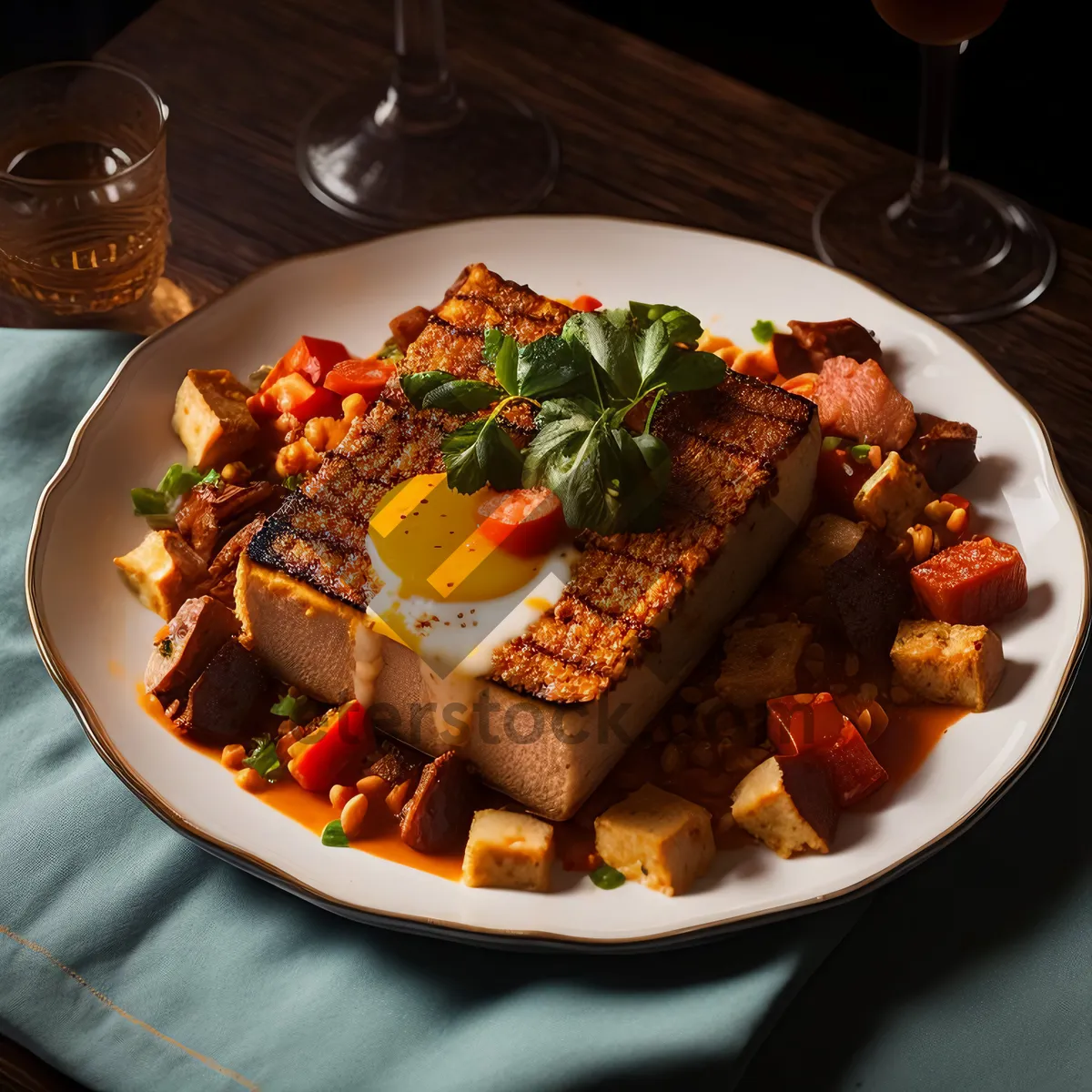 Picture of Delicious gourmet salad with grilled beef and vegetables