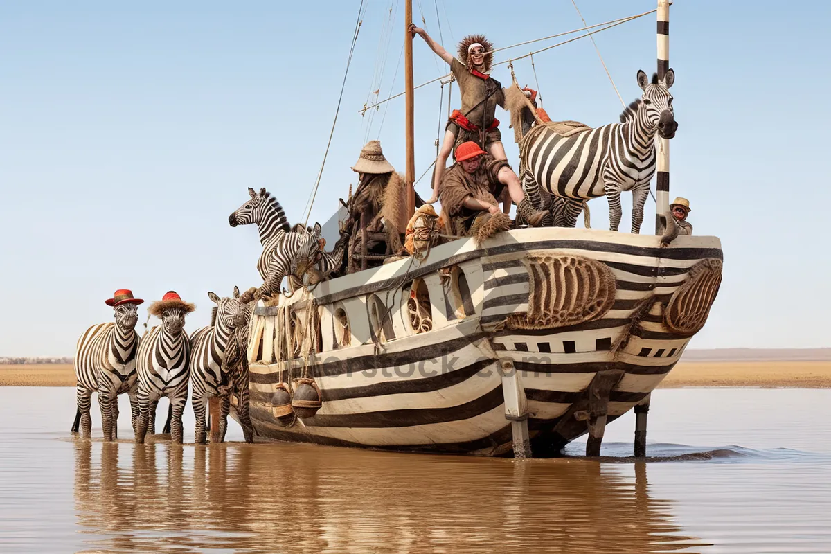 Picture of Pirate ship sailing on the ocean waves