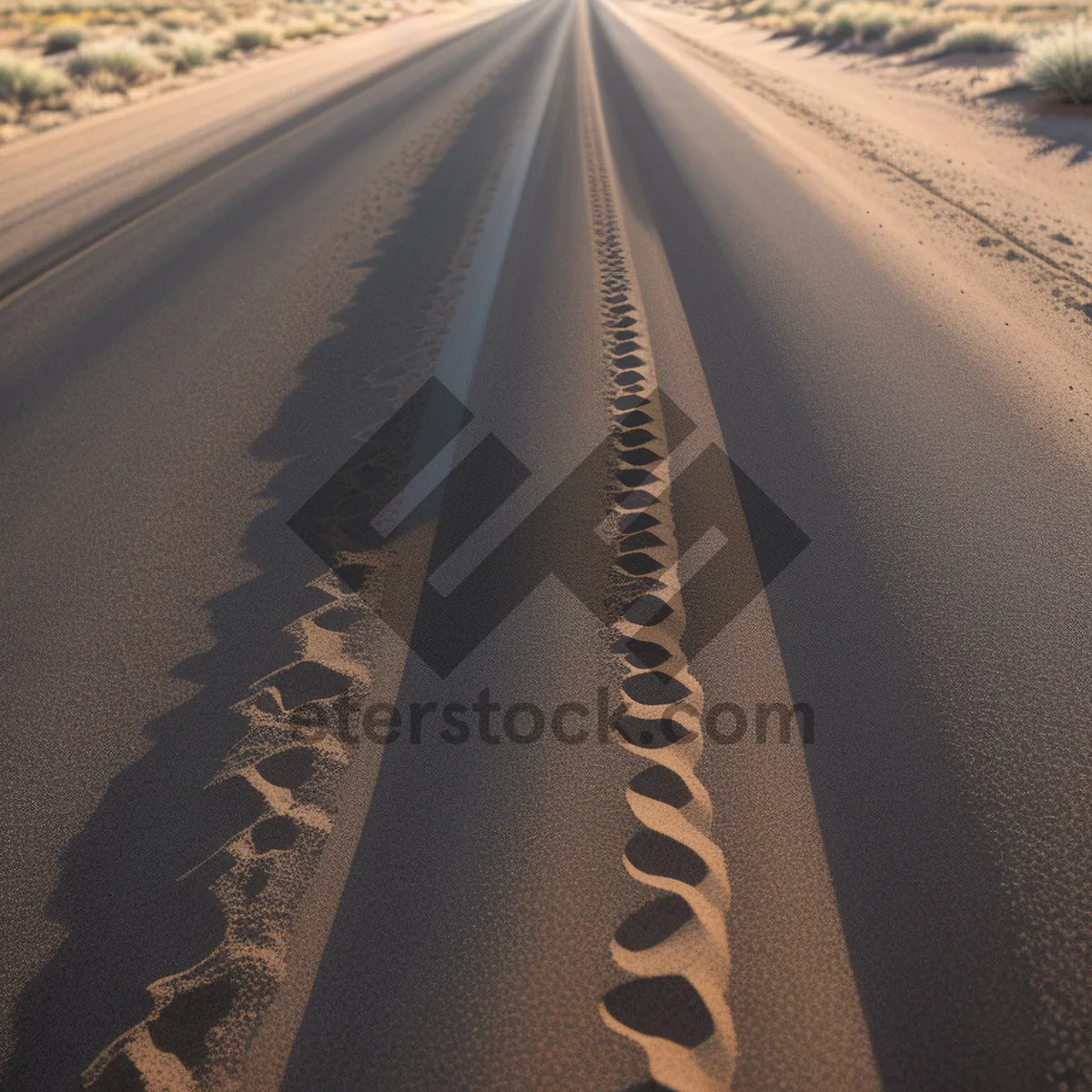 Picture of Serenity on Wheels: Tranquil Highway through Desert Landscape.