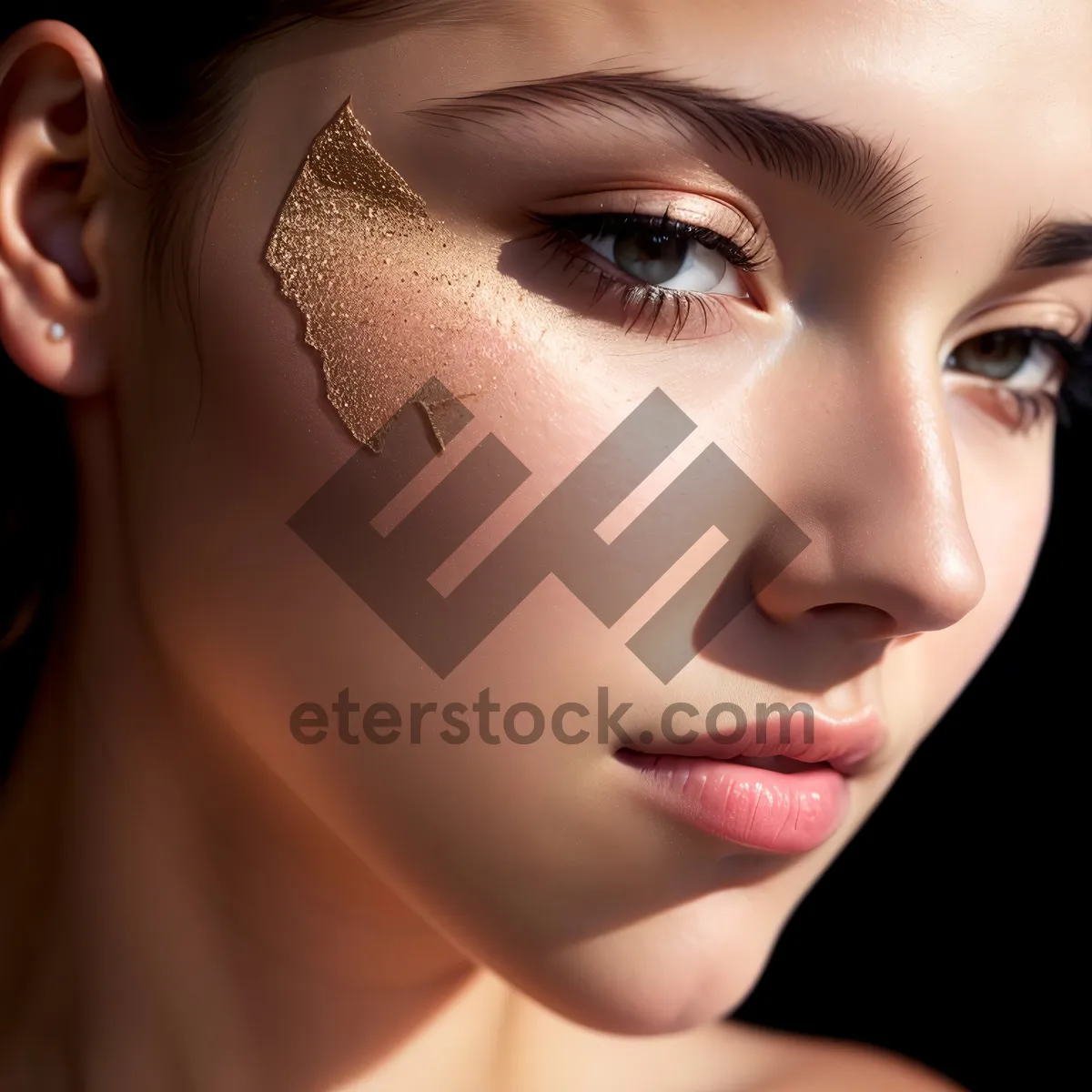 Picture of Seductive Close-Up Portrait of Attractive Dark-Haired Lady