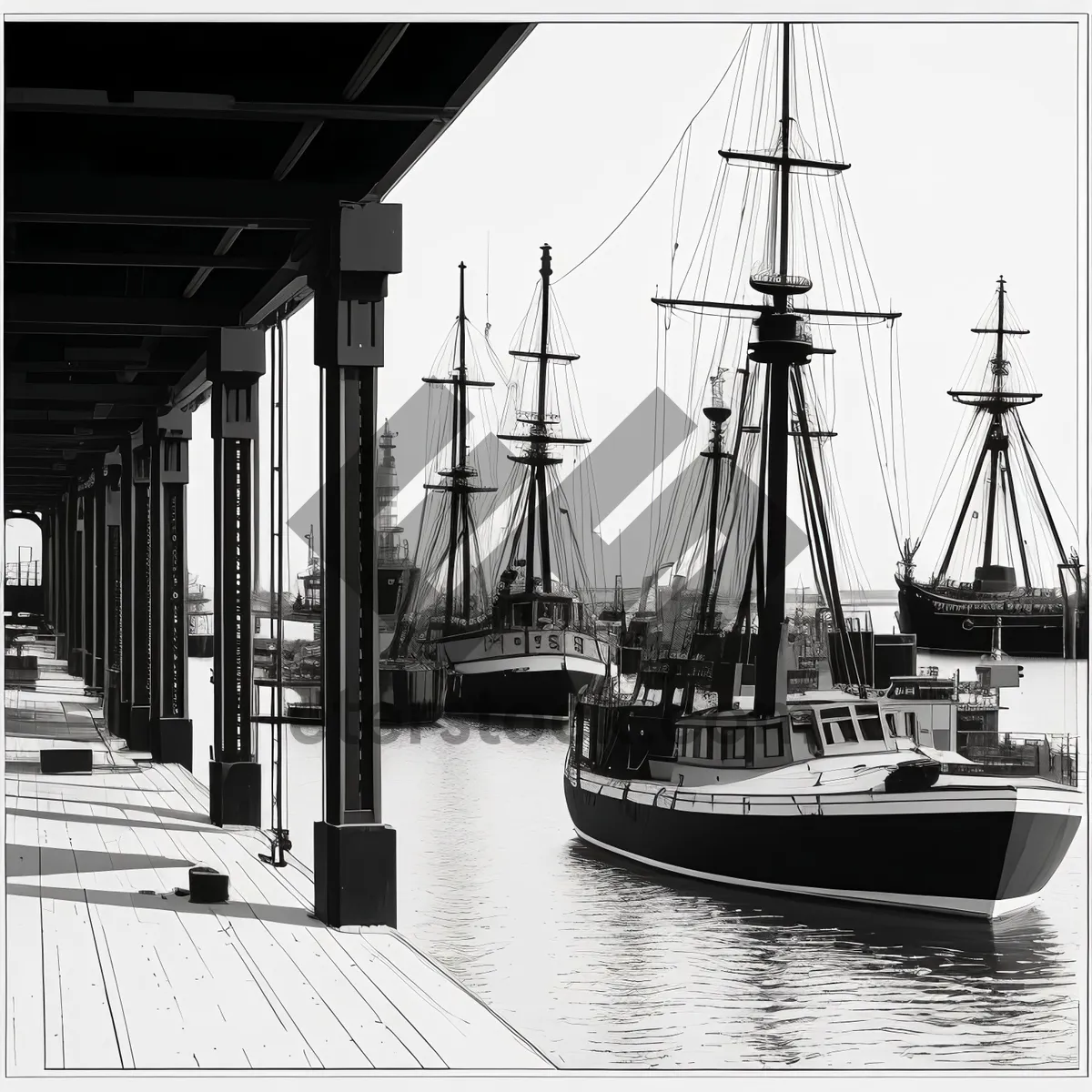 Picture of Old sailing vessel at the dock