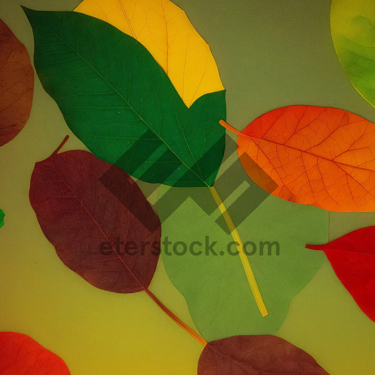 Picture of Vibrant Autumn Smoke Tree Leaves in Garden.