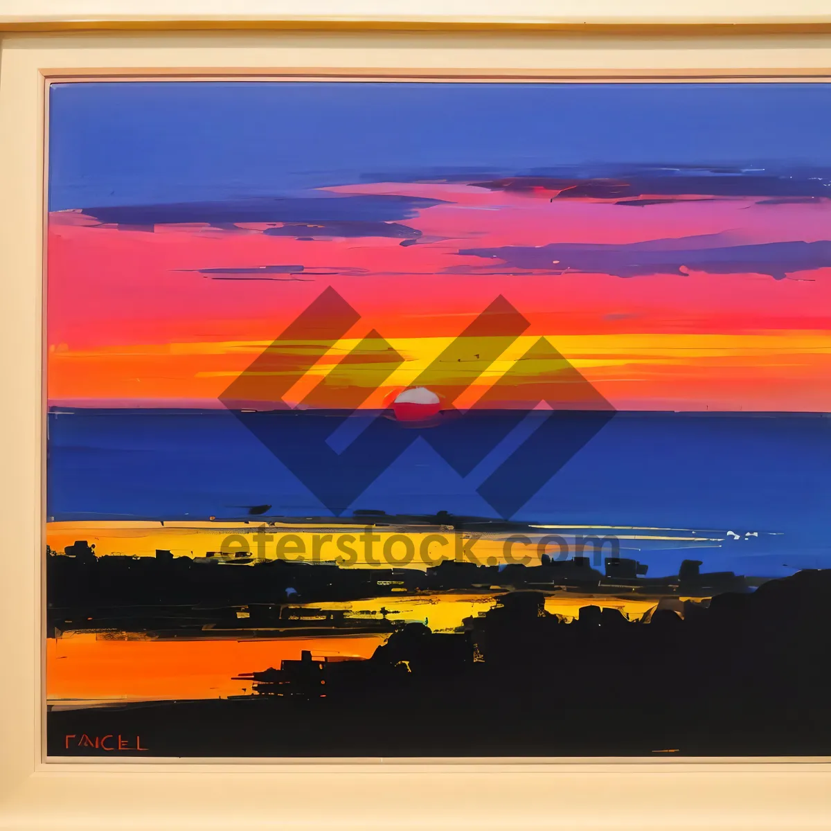 Picture of Tropical Sunset Silhouette on Beach Display Screen