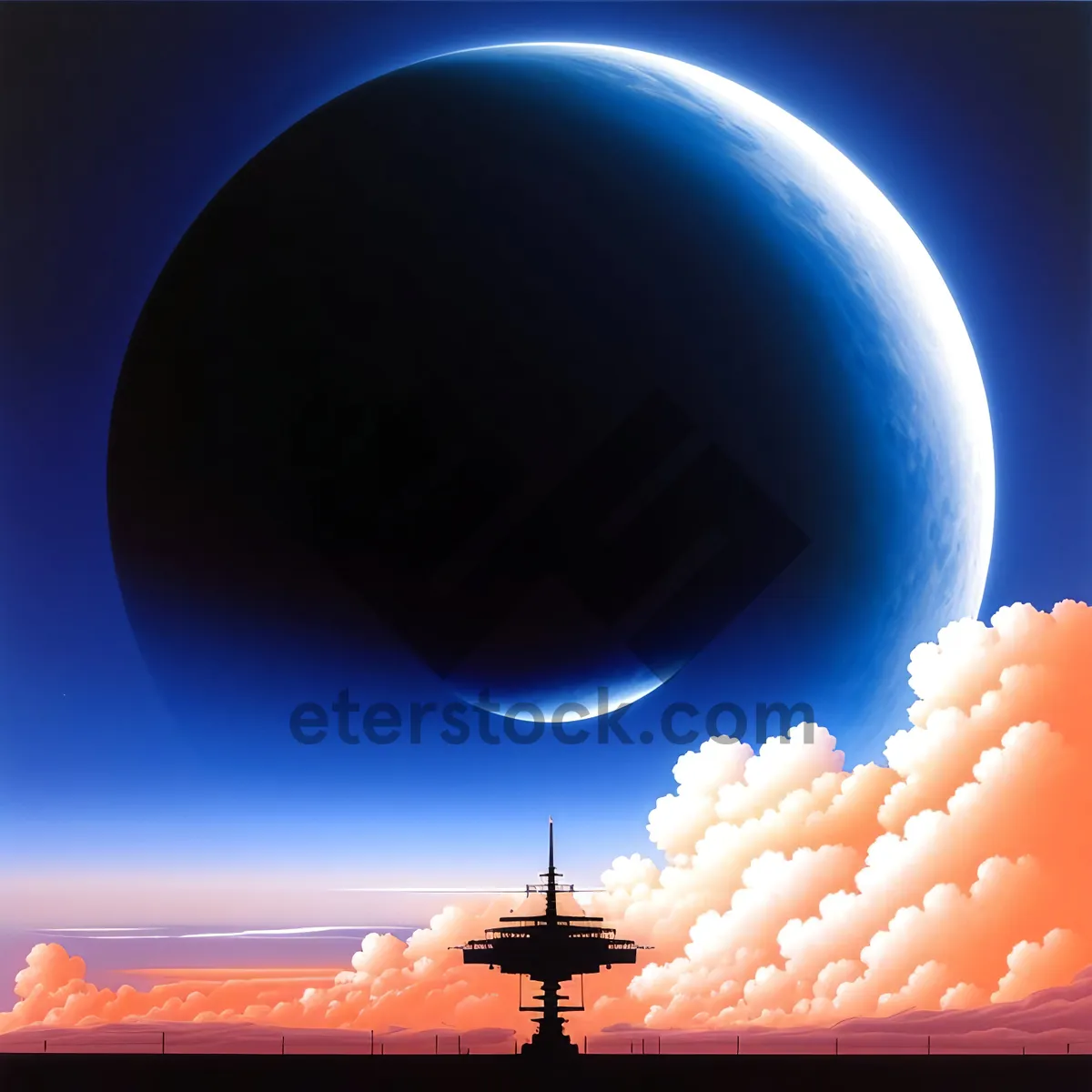 Picture of Radiant Sky with Shimmering Sun and Glowing Clouds