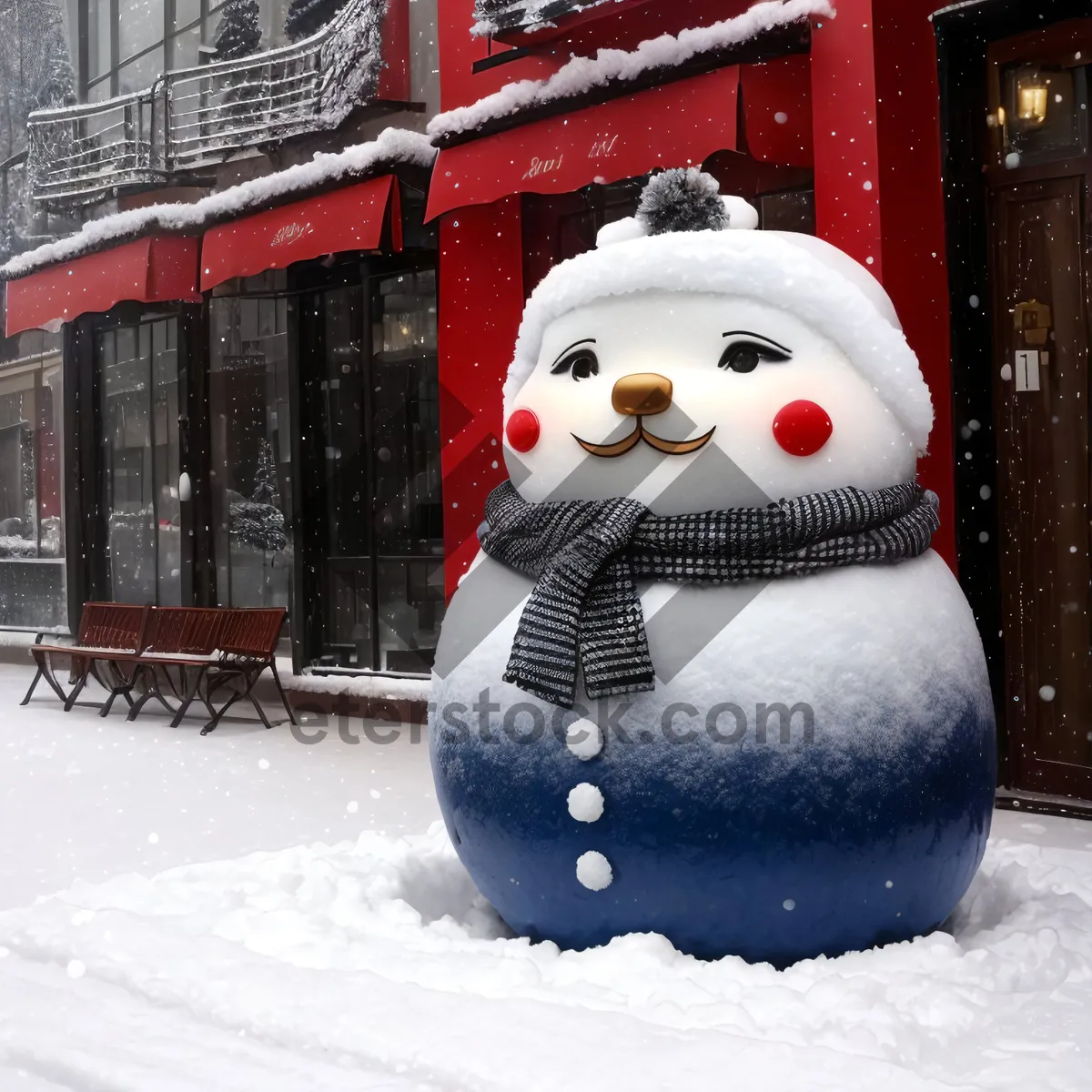 Picture of Frosty Winter Fun: Snowman Figure on a Sled