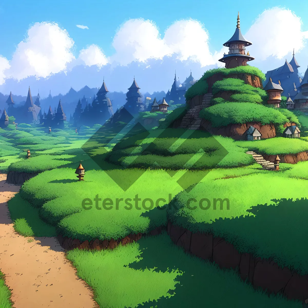 Picture of Serene Mountain Shrine in Rural Landscape