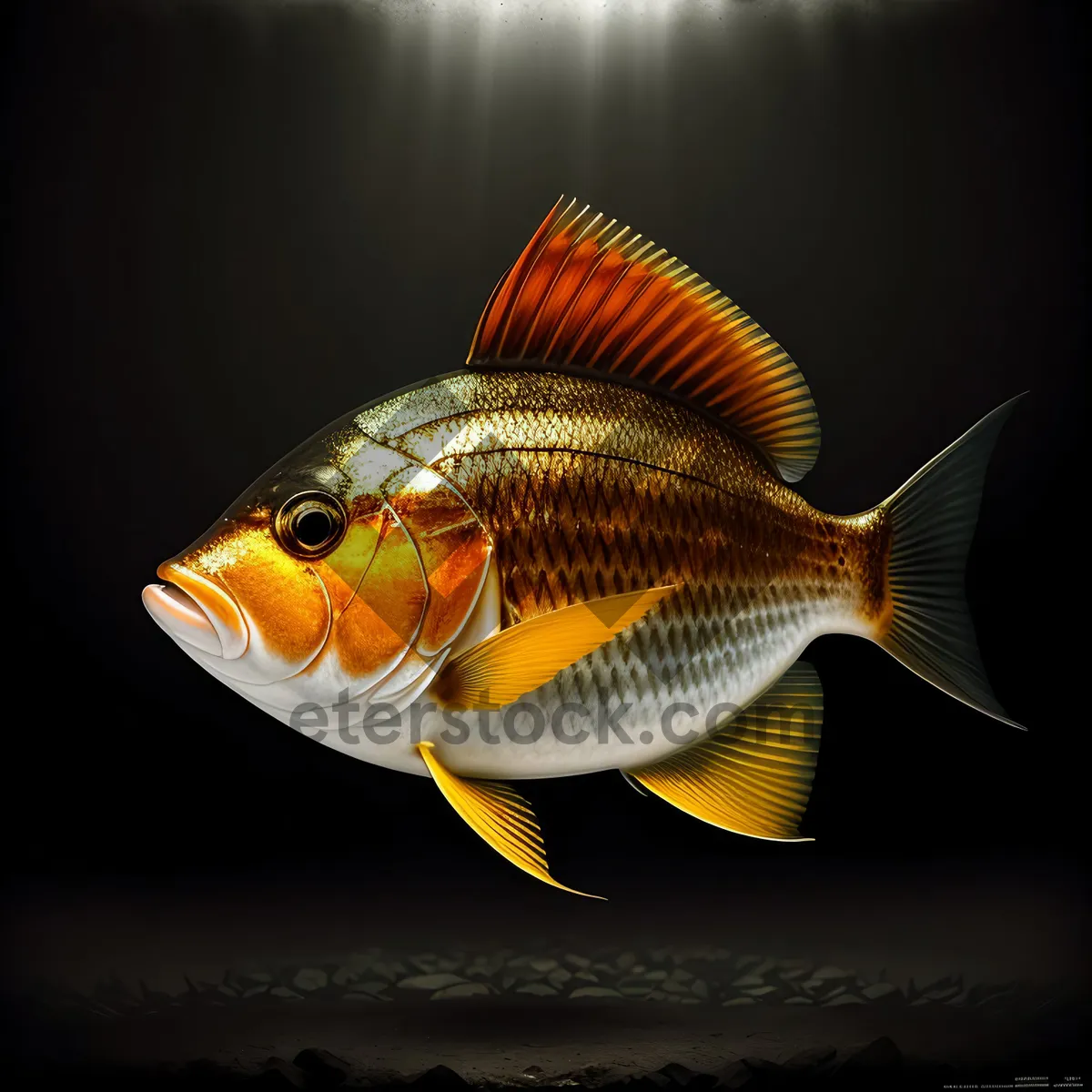 Picture of Vibrant Orange Goldfish Swimming in Aquarium