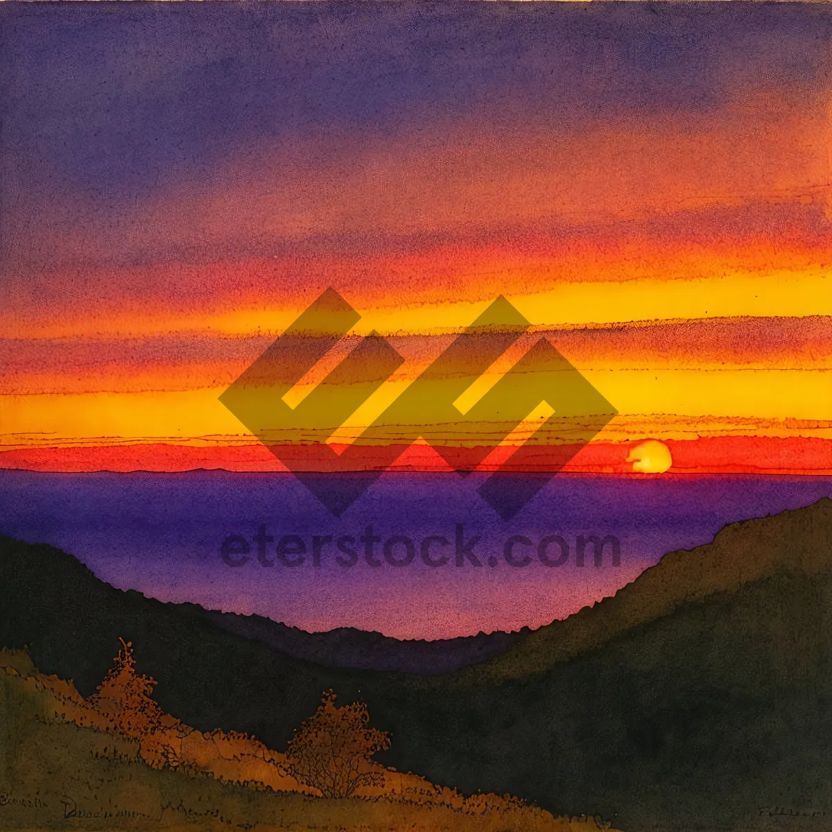 Picture of Sunset Over Grand Canyon: Majestic Celestial Landscape