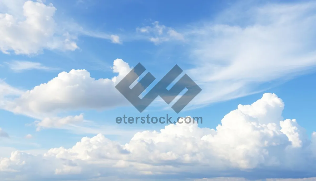 Picture of Sunny summer sky with fluffy cumulus clouds.