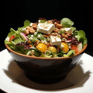 Healthy Vegetarian Salad Bowl with Fresh Vegetables