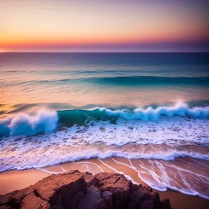 Tranquil Beach Sunset over Turquoise Waters