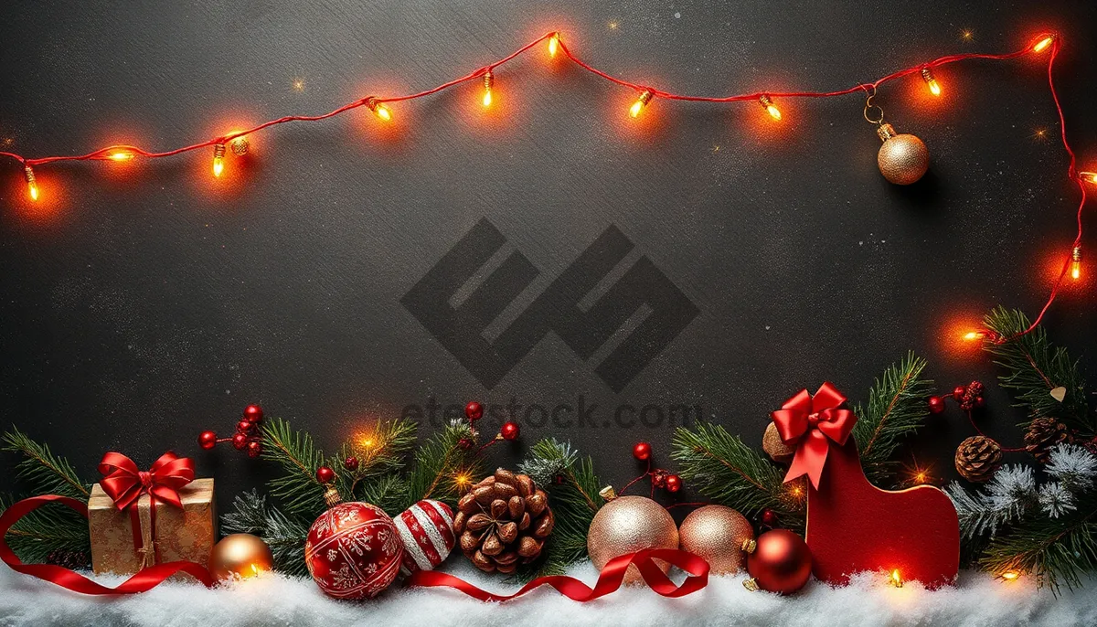 Picture of Golden holiday star on festive winter tree decoration