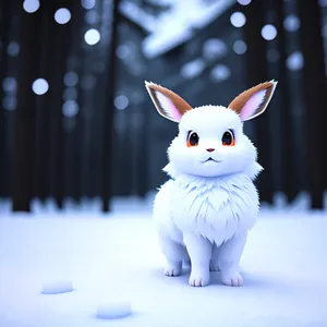 Fluffy Easter Bunny Snowman - Cute Domestic Mammal