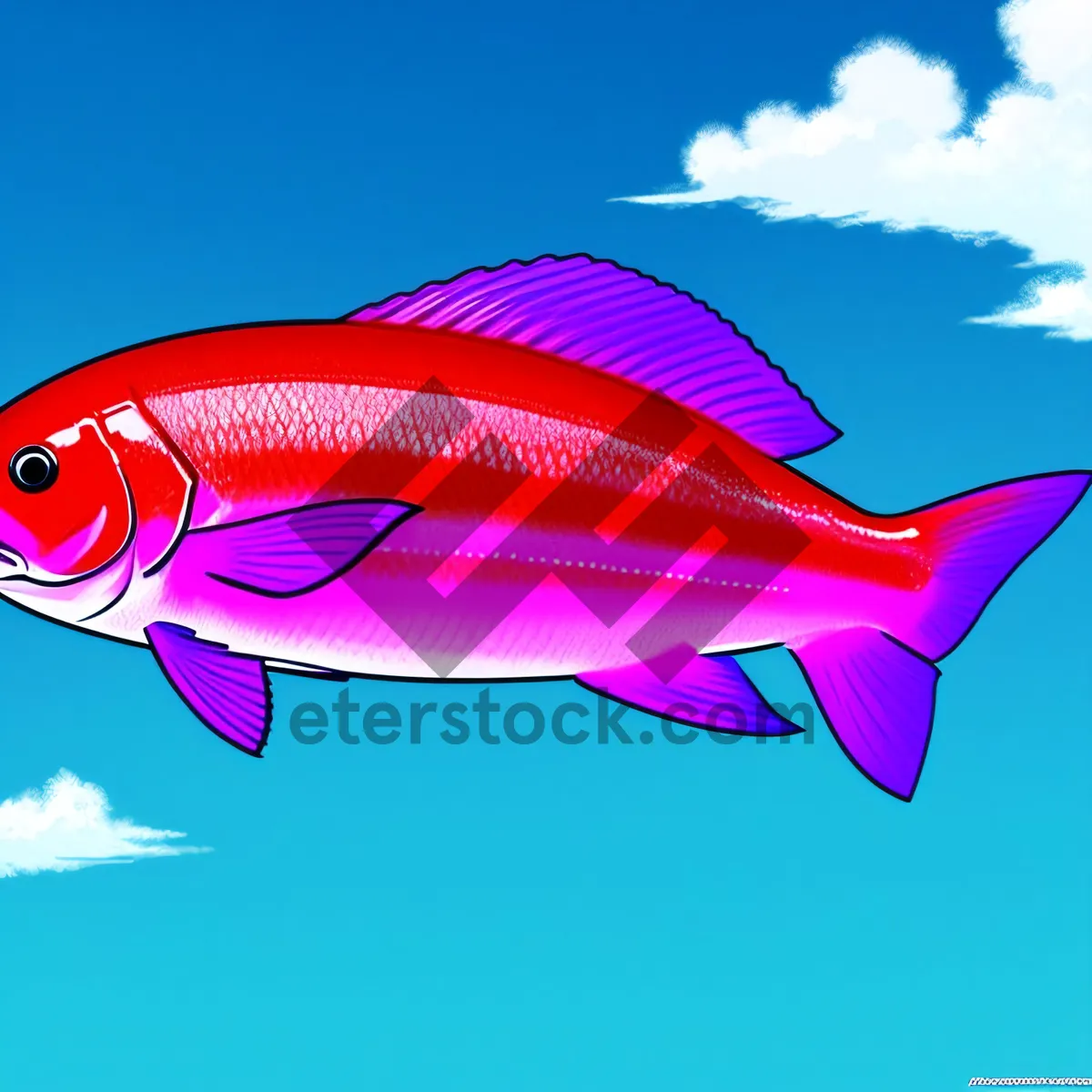 Picture of Seawave Art: Modern Water Graphic with Fish