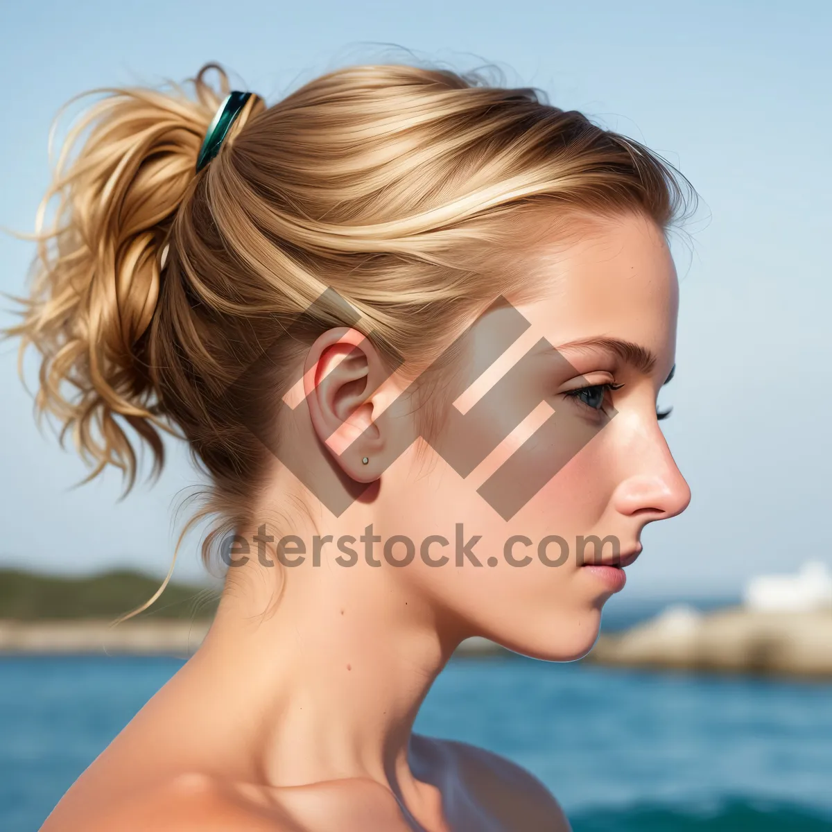 Picture of Beautiful Blonde Model with Sensual Wave Hairstyle