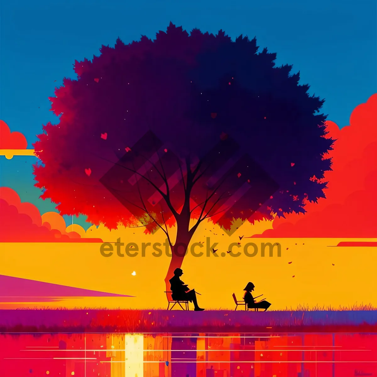 Picture of Radiant Sunset Silhouette Amidst Majestic Landscape