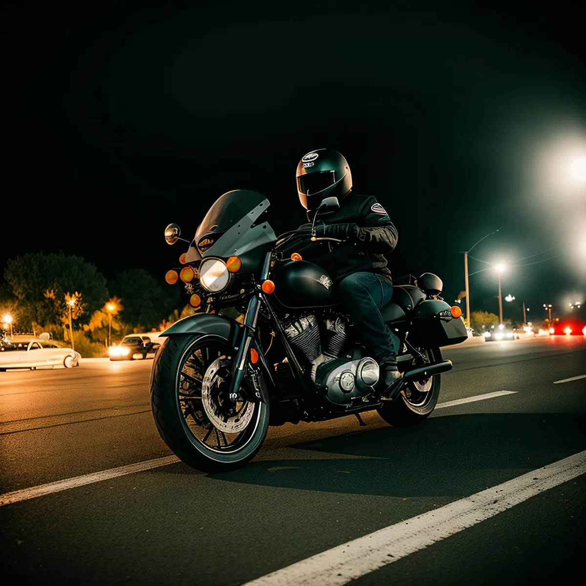 Picture of Speedy Motorcycle Racing Helmet on Road