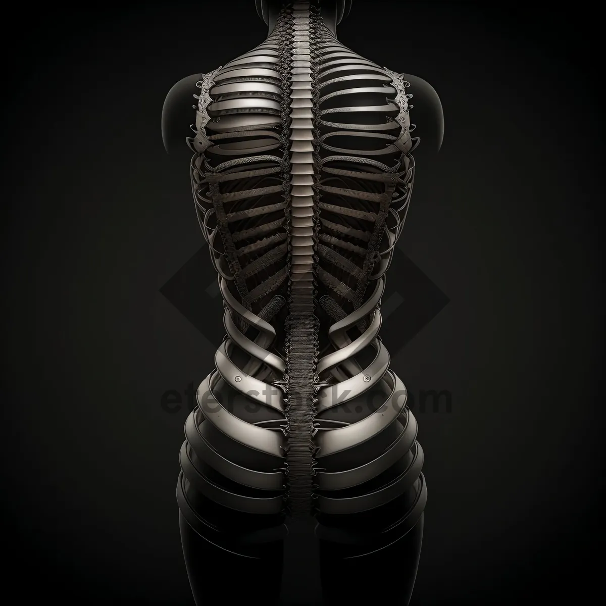 Picture of Skeletal anatomy of a bodybuilder's spine and torso
